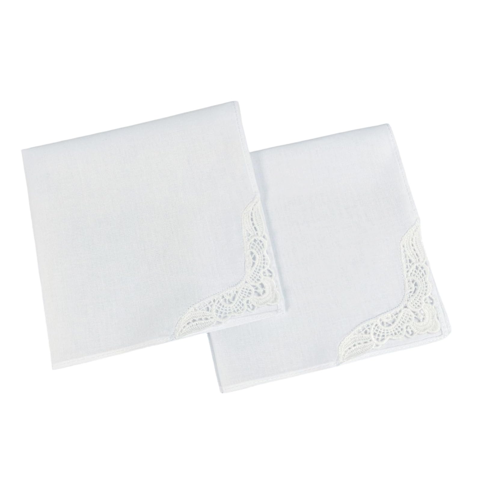 Fentency 2Pcs French Lace Cotton Ladies Handkerchief with Lace Edges Handkerchiefs Breathable Ladies Hankies for Outdoor Commutin