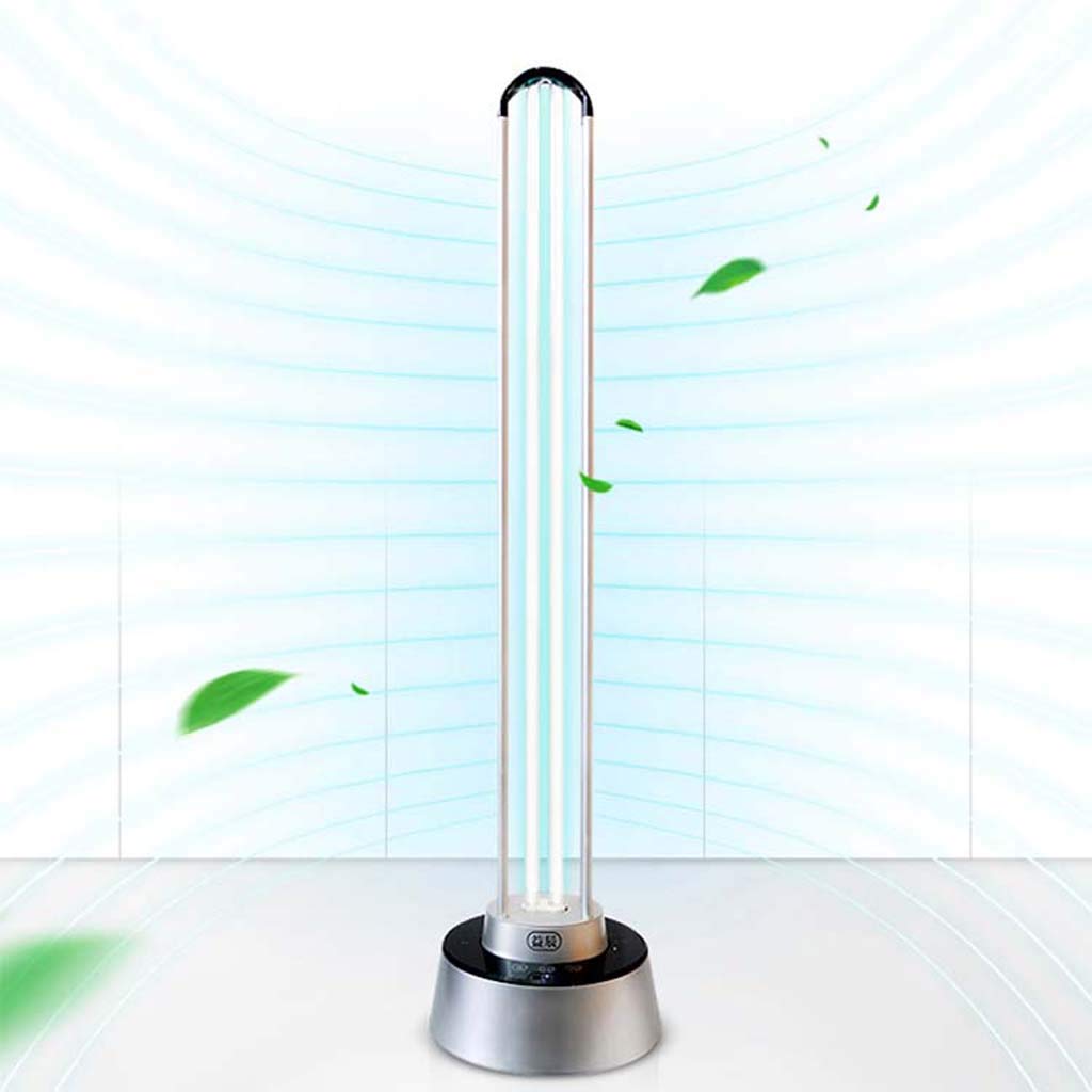 Lámpara germicida UV 150W con Control Remoto, Lámpara de desinfección móvil con ozono | Inicio Jardín de Infantes Desodorante y ácaro Púrpura Esterilización de eficacia Alta y Ligera 99.9%-Silv