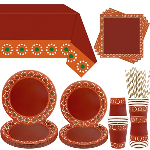 Obussgar De Barro Mexicanos Decoración de Fiesta – Cielito Lindo – Artículos decorativos para fiestas – Incluye platos, vasos, servilletas, manteles, 20 personas