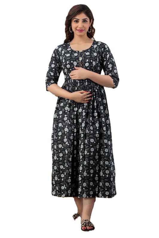 omsha Women's Cotton Floral Printed Anarkali Maternity Kurti for Women Cotton Styl-07-picture-14
