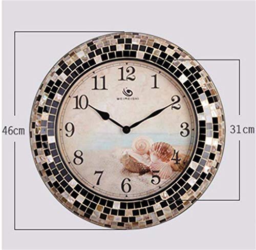 YANGPING-pocket watch Wall Clock/Mediterranean Shell wall clock/And creative big wall clock/Living Room Wall clock/fashion Mute Clock/Marine a circular metal decoration clock/walls clocks and watches - Image 2