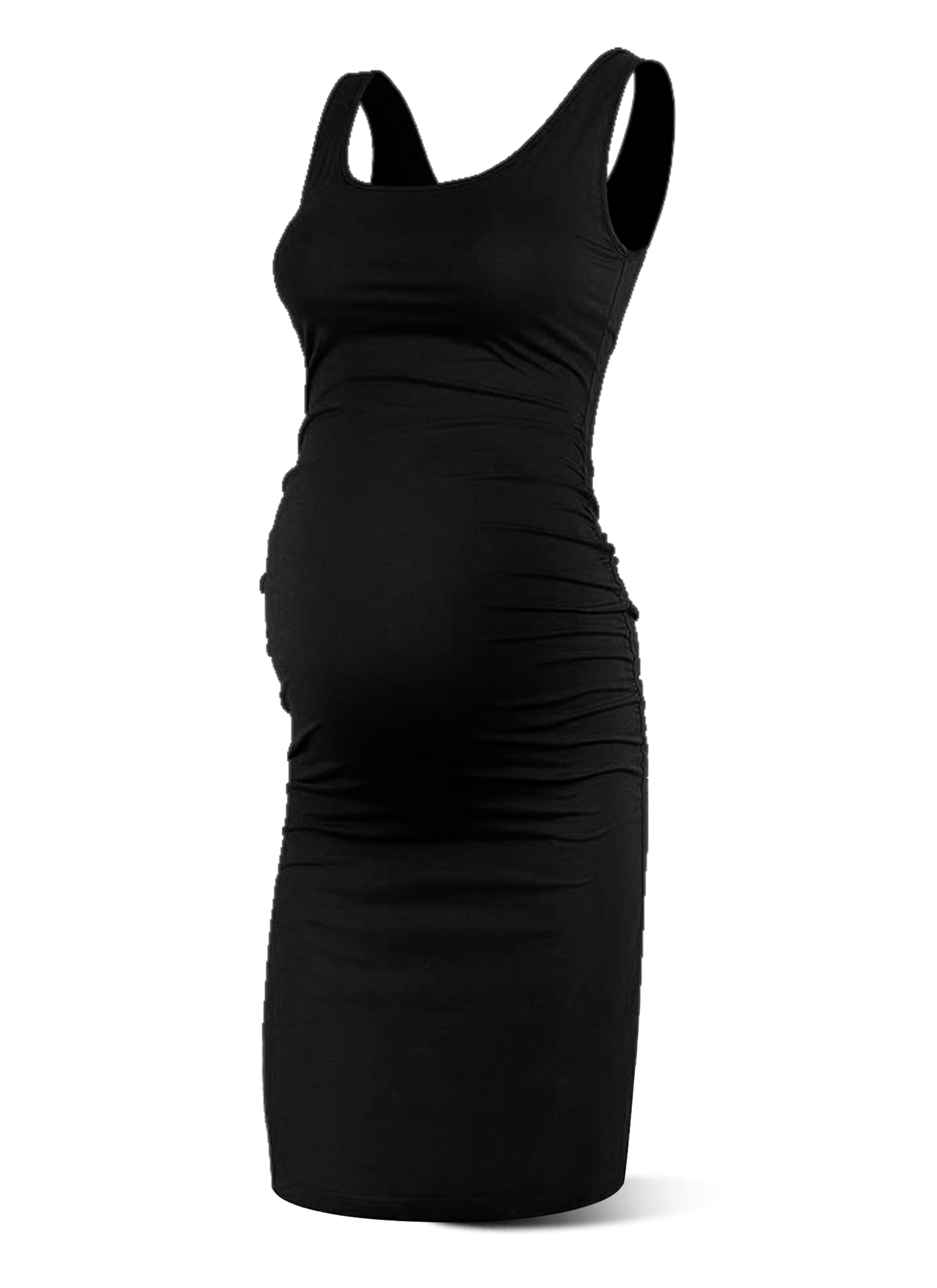 Rnxrbb S-2XL Women Summer Sleeveless Maternity Dress Pregnancy Tank Scoop Neck Mama Clothes Casual Bodycon Clothing