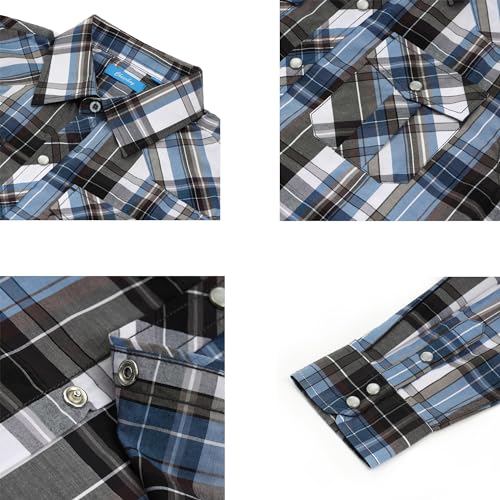 Boy's Toddler Child Kids Casual Dress Western Long Sleeve Snap Plaid Button Down Shirts3