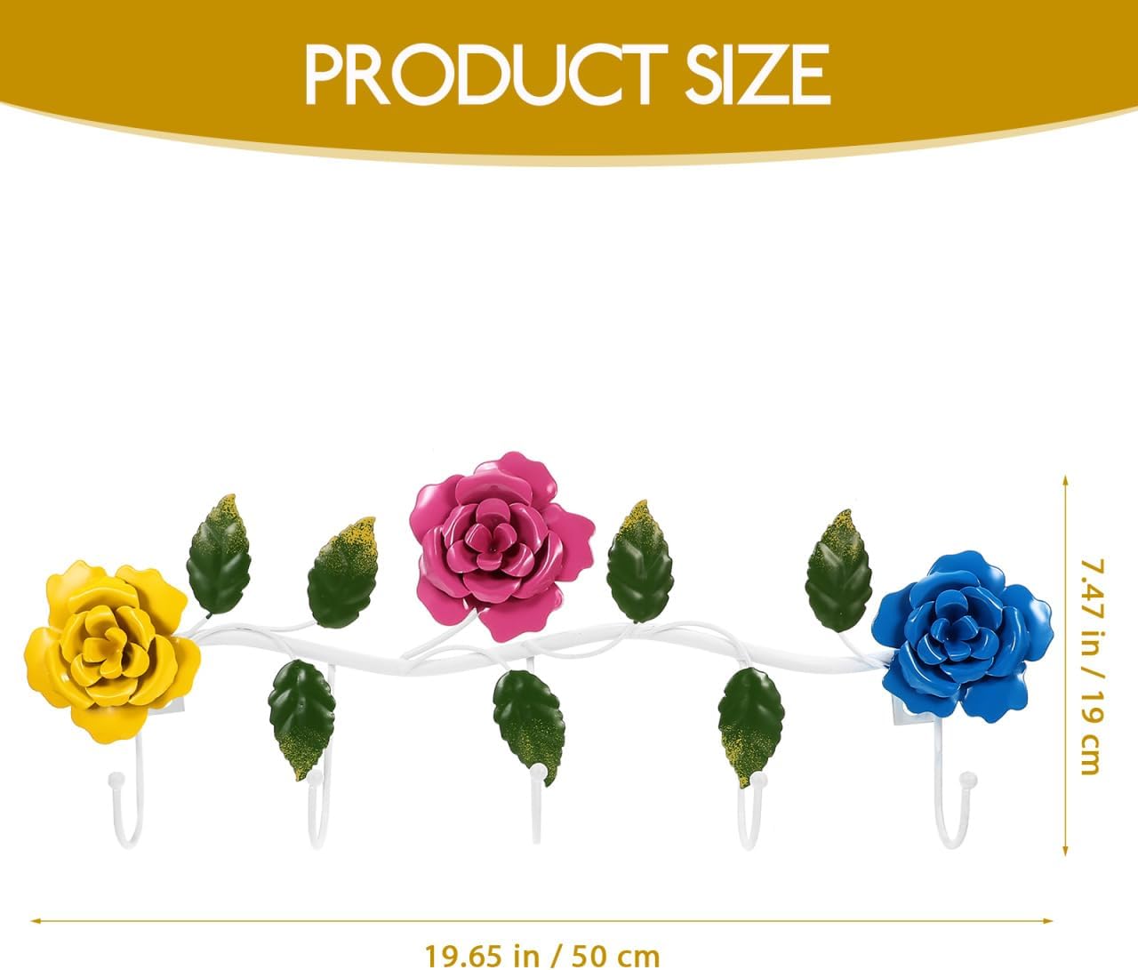 Hemoton Rose Wall Hooks Decorative Iron Coat Rack Over Door Organizer for Hanging Bags Clothes Rustic Style Storage Solution