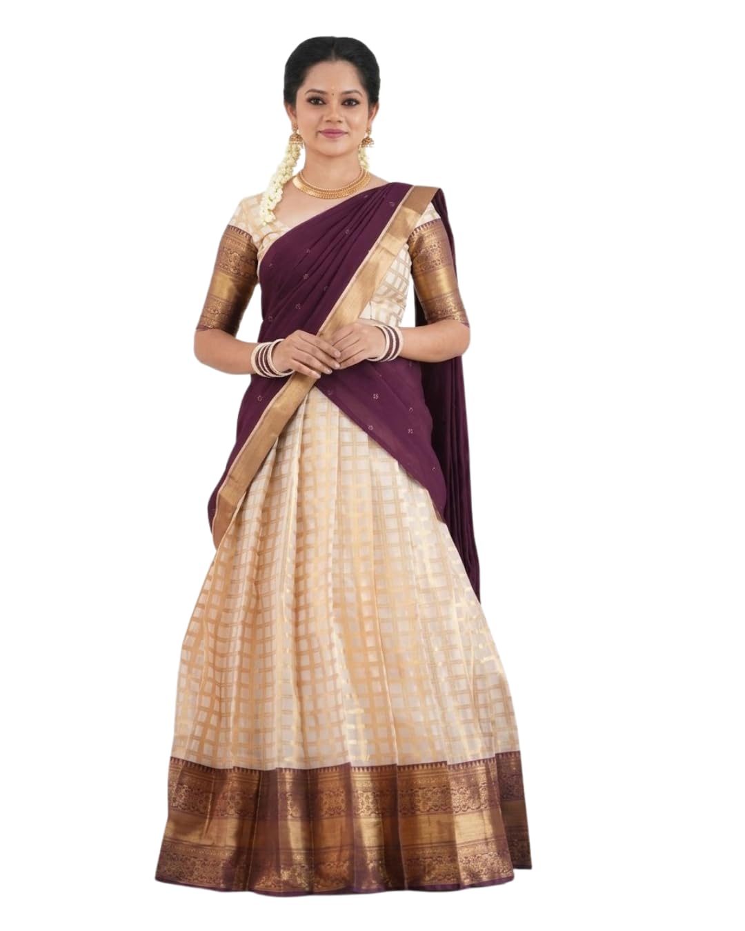 Women's Kanjivaram Silk Zari Lehenga Choli Set with Unstitched Banarasi Silk & Banarasi Silk Zari Work Dupatta-image-29