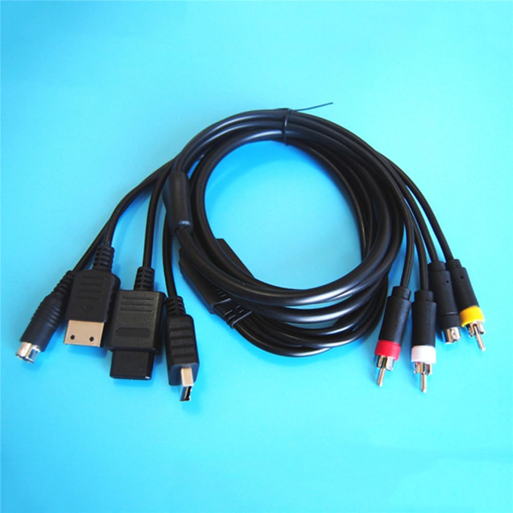 Electronics Video Games Replacement Parts Accessories for Sega Saturn SS DC PS1 PS2 SNES N64 NGC SFC Game Console Multifunctional AV-S RCA Video Audio Cable