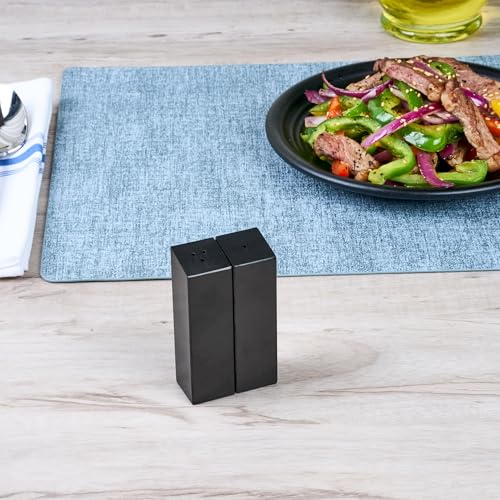 Restaurantware-RW Base 2 Ounce Salt And Pepper Shaker Set, 1 Durable Rectangular Salt And Pepper Set - Dishwashable, Refillable, Black Steel, For Restaurants Or Pizzerias by Restaurantware - Image 8