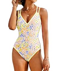 Orange Floral Print Swimsuit