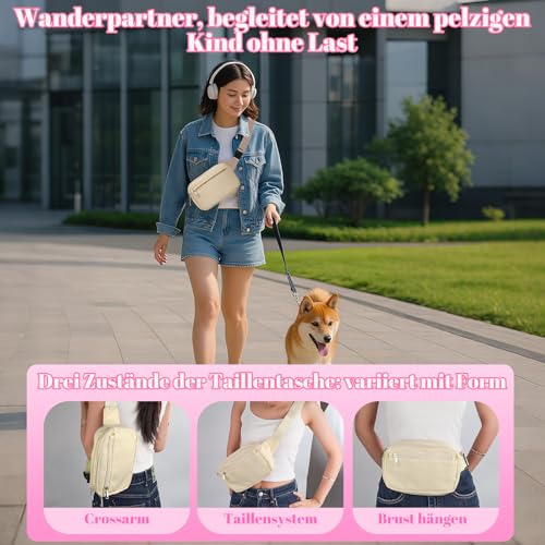 EliphonTowne wasserdichte Leckerlitasche Für Hunde - Outdoor-Bauchtasche Hundetraining, Bauchtasche Mit Verstellbarem Schultergurt, Mit Unabhängiger Abnehmbarer Haustier-Snack-Tasche