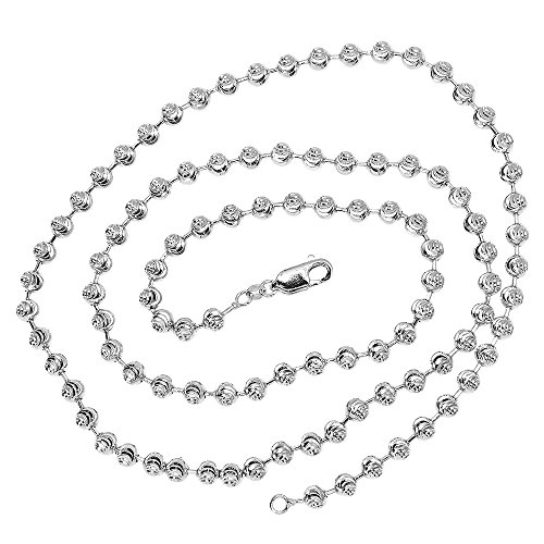 Luxurman 14K Solid Gold 5Mm Diamond Moon Cut Ball Chain Bead Necklace Lobster Clasp (Rose-Gold, 26" Long) #TOP6