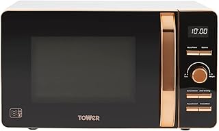 Tower T24021W Digital Microwave with 60-Minute Timer and 8 Autocook Settings, 20L, 800W White and Rose Gold
