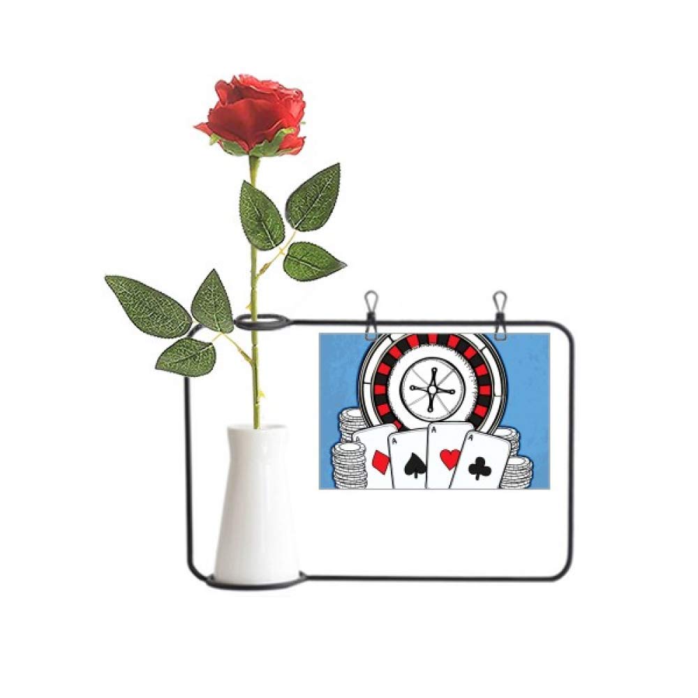 Vase de décoration sans entretien Beauty Gift jetons de poker et roses