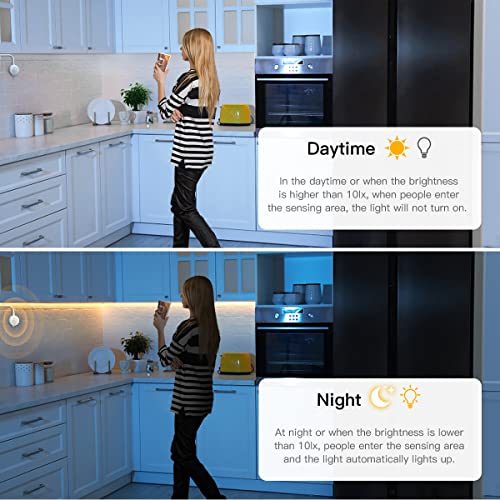 Image of 5V USB Motion Sensor COB LED Light Strip 3.3FT /1M Motion Activated Indoor Under Bed Lights Under Cabinet Lights 6500K White Neon LED Strip for Stairs, Under Bed, Closet, Cabinet