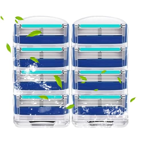 8 替刃 マニュアル カミソリ ジレット替刃 5枚刃 プログライド フュージョン Fusion替え刃髭剃りひげをりマニュアルカミソリ交換品(青)