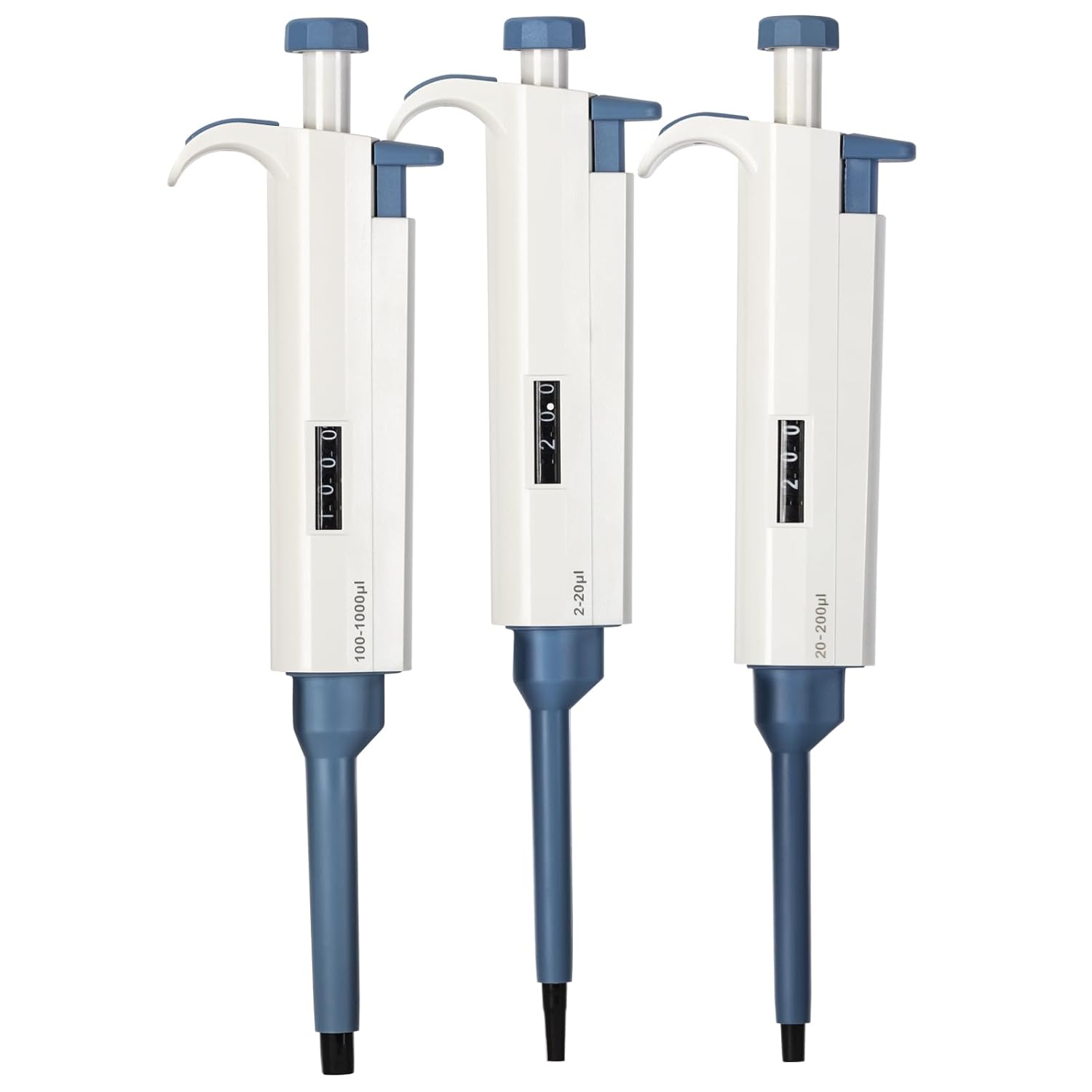 Ajustable Micropipette kit 3pcs: Single Channel Pipette 2-20UL,20-200UL, 100-1000UL, lab pipettors (SC-Pipettor-3-set C)
