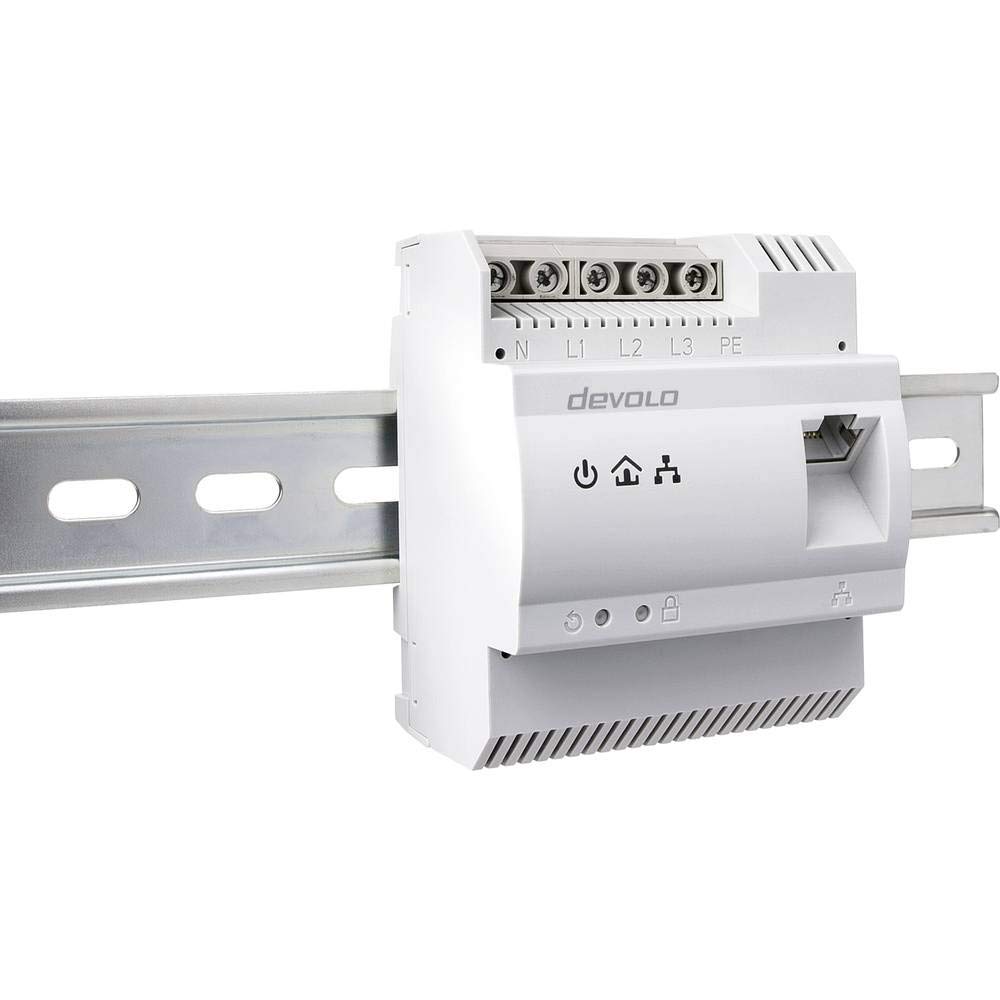 devolo Powerline Adapter, dLAN 1200+ DINrail WiFi ac Starter Kit -bis 1.200 Mbit/s, Hutschienen Adapter, WLAN Steckdose, 2x Gigabit LAN Anschluss, weiß
