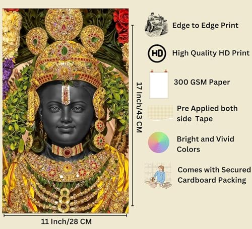 Image of Shree Ram Ji lala Poster Photo18x12 Inch - Hindu God Religious Posters Pooja Ghar Home decor - Ayodhya Mandir Ram Darbar Wallpaper