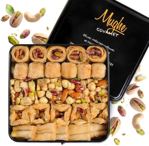 Mughe Gourmet Baklava Pistachio 750 g, Metal Box Double Layer Gift