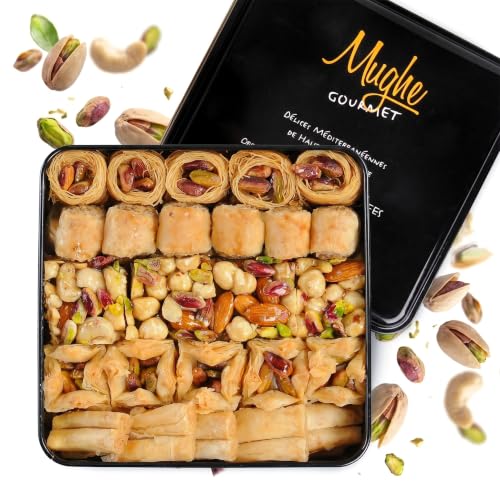 Mughe Gourmet Luxury Pistachio Baklava Metal Gift Box 750g 1.65lb
