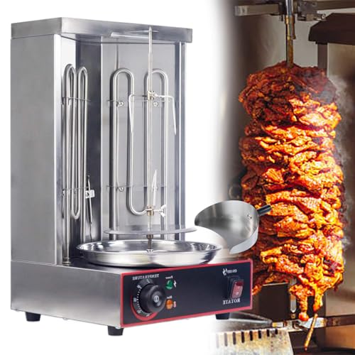 GESAIDES Máquina Eléctrica para Asar Shawarma, Asador de Encimera, Máquina para Hacer Pavos, Horno de Barbacoa Vertical, con Control de Temperatura, para Uso Comercial/Doméstico