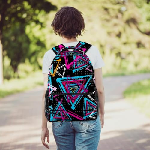 Sac à dos d'école à forme triangulaire colorée au design multicolore original - 6