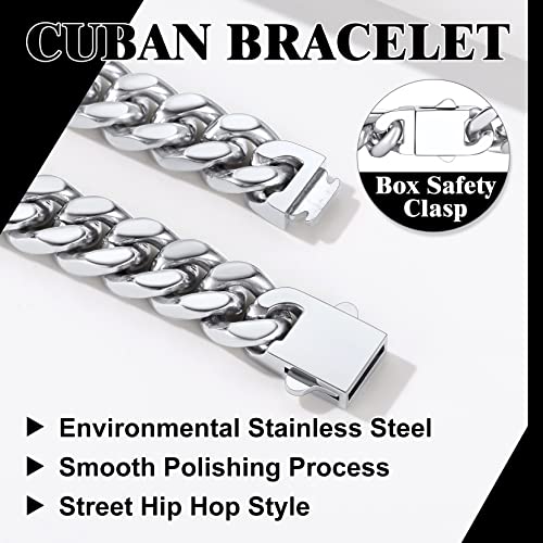 Richsteel Men's 316L Stainless Steel Link Chain Miami Cuban Bracelet #TOP2