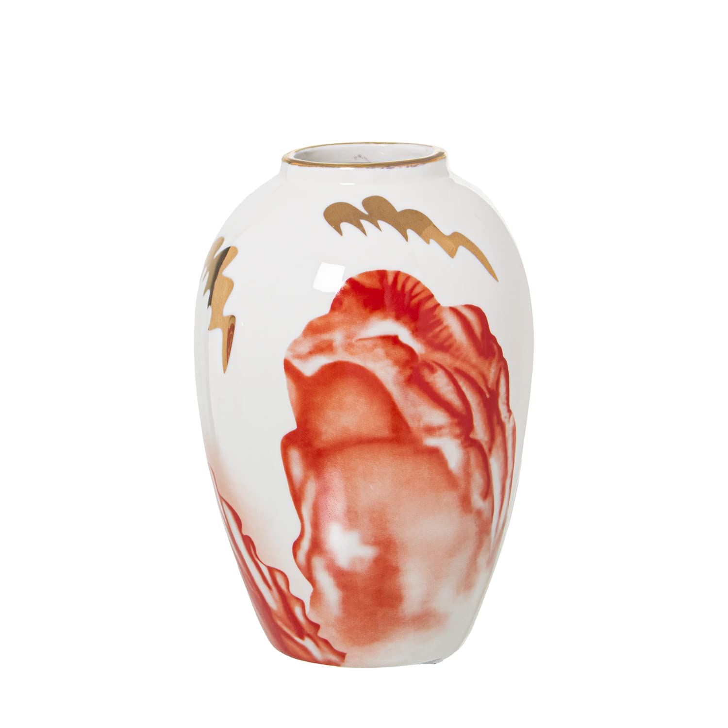 Vase en céramique saumon et blanc pour une table basse cosy