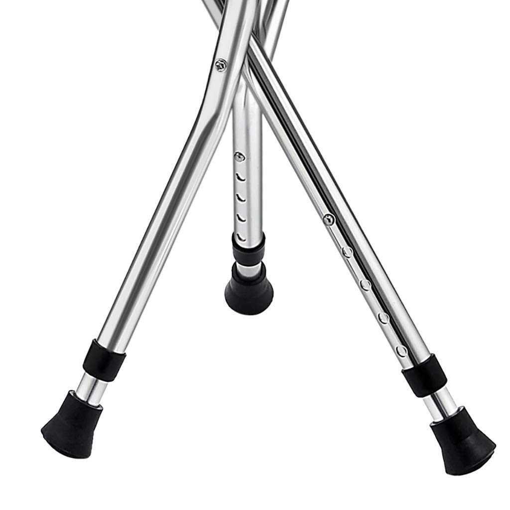 Taburete Plegable para bastón para Caminar, Silla Plegable, bastón Ligero retráctil con ángulo de luz LED para Personas Mayores, Viajes al Aire Libre, Taburete de Descanso para Pesca