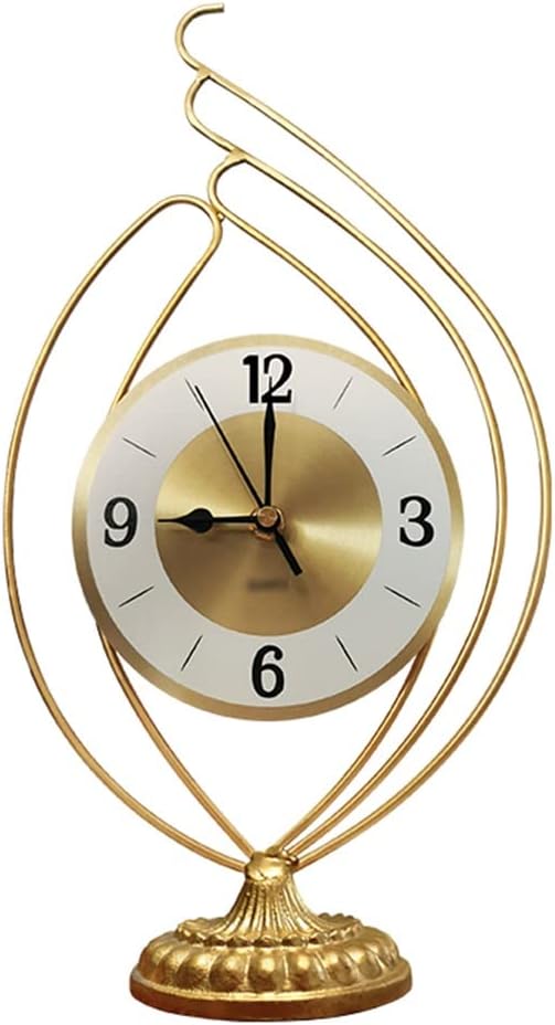 Table Clock Modern Minimalist Clock Ornaments Decorative Desk Clock Silent Desk Clock Metal Clocks for Living Room Decor (Color : Gold, Size : 20 * 38cm)
