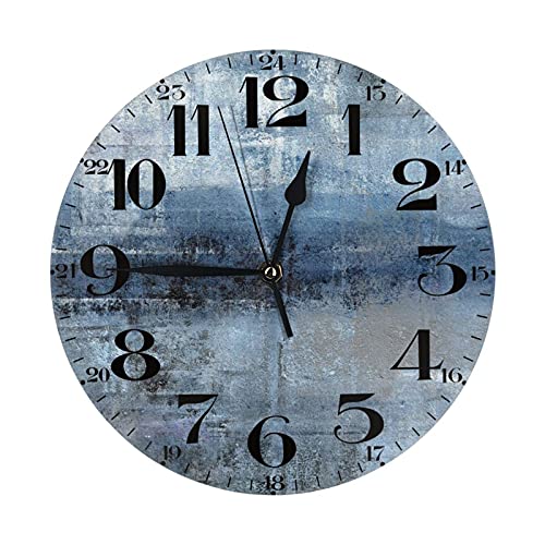 Blaue und graue runde Wanduhr, moderne abstrakte Kunst leichte Wanduhren, dekorative Wanduhren für Küche Schlafzimmer Büro Wohnzimmer (blau und grau) Cover
