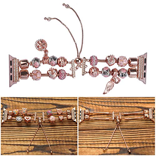 Konafei Compatible With Apple Watch Bands 45Mm 44Mm 42Mm 41Mm 40Mm 38Mm 49Mm, Diy Jewelry Iwatch Series 8/7/Se/6/5/4/3/2/1/Ultra Bracelet Strap With Extra Bling Rhinestone Sparkling Beads For Women #TOP3