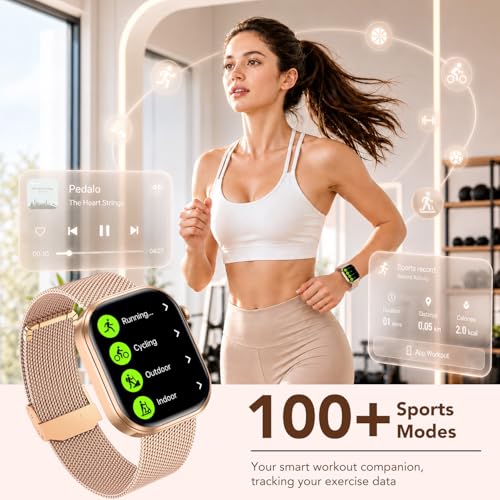 Smartwatch Damen mit EKG 𝐇𝐑𝐕 Blutdruck Herzfrequenz: Smart Watch Gold 𝐄𝐂𝐆 Gesundheitsuhr 1… – Ansicht 4
