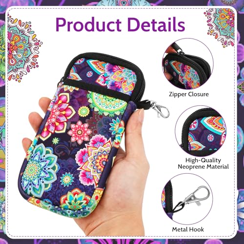 Image of Hifot 2 Pack Double Soft Glasses Case with Carabiner Hook, Ultra Light Portable Neoprene Eyeglasses Pouch with Zipper