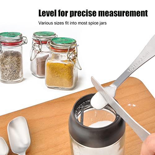 Edelin Magnetic Measuring Spoons 18/8 Stainless Steel Set Of 6 Piece: 1/8 Tsp, 1/4 Tsp, 1/2 Tsp, 3/4 Tsp, 1 Tsp, 1 Tbsp With 1 Leveler Dry And Liquid Ingredients (Clean) #TOP6