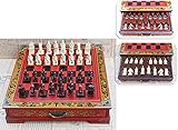  The Chin Dynasty Army - Juego de ajedrez antiguo para adultos, talla de ajedrez de resina antigua, tablero de ajedrez de madera maciza natural con almacenamiento