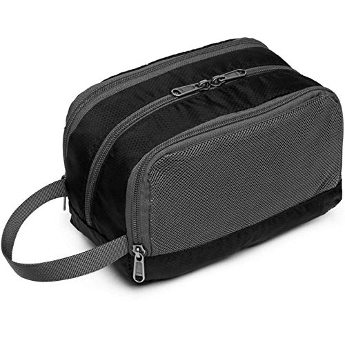 Toiletry Bag, Veckle Dopp Kit Shaving Bag for Men Nylon Travel Toiletry Organizer Shower Wash Bag for Women with Hanging Strap Black