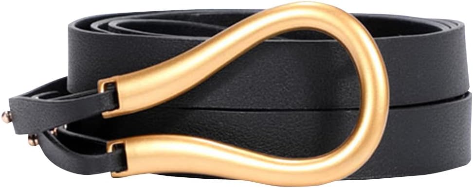 Women Gold Buckle Skinny Corset Belt Double Strap PU Leather Waist Belt