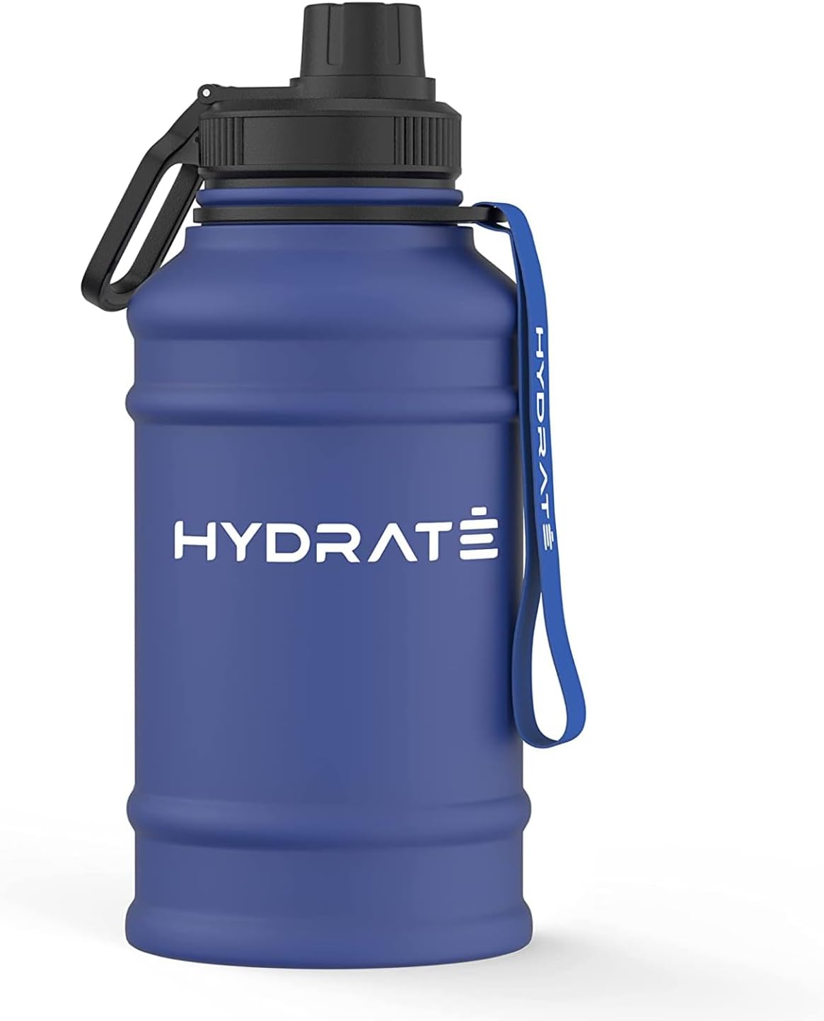 HYDRATE 43 Oz Stainless Steel Water Bottle - BPA Free Metal Water Bottle for Gym, Exercise - Water Jug with Convenient Nylon Carrying Strap and Leak-Proof Screw Cap Water Bottles for Men, Women, Adult
