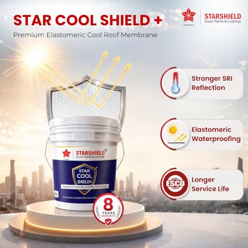 Image of StarShield | Star Cool Shield | Elastomeric Heat Reflective Insulative Cool Roof Paint | SRI 130 ASTM Certified | 3.6 Litres | White