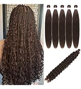 Dark Brown Braiding Hair Pre Stretched Knotless Braiding Hair for Boho Braids(6 Pakcs)