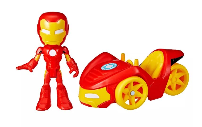 Marvel Spidey & His Amazing Friends - Figuras de acción de superhéroes + villanos (elige figura) (juego de vehículos Iron Man)