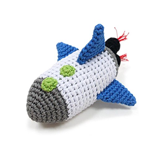 Cotton Crochet Squeaky Dog Toy - Spaceship