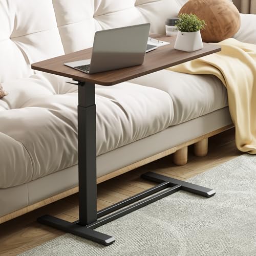Image of FLEXISPOT Mobile Standing Desk with Wheels Pneumatic Laptop Desk Rolling Computer Cart Movable Height Adjustable Small Sit Stand Desk Computer Workstations Home Use(31.5 inch W x 17.7 inch D, Mahogany)