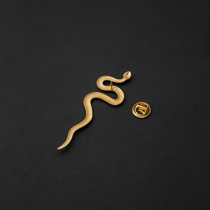 Image of Dainty Long Snake Brooch Pin Gothic Simple Sanke Pin Stainless Steel Smooth Snake Collar Pin Coat Suit Accessory Metal Animal Lapel Pin Banquet Badge Pins Backpack Bag Brooches Pin for Women Men
