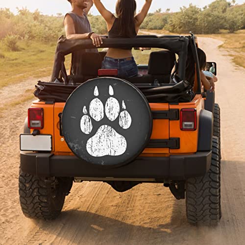 Image of Delerain Dog Paw Print Spare Tire Covers for RV Trailer SUV Truck and Many Vehicle, Wheel Covers Sun Protector Waterproof (15 Inch for Diameter 27 inch-29 inch)