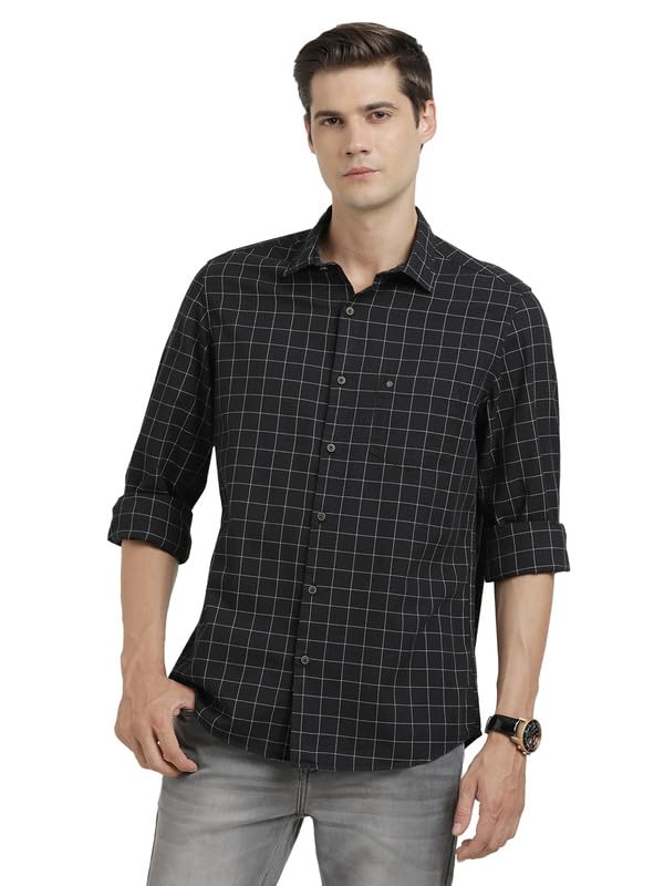 Image of Turtle Men 100% Cotton Slim Fit Check Full Sleeve Casual Shirt