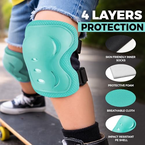 Image of JASPO Neo Kids Protective Gear Set | SX-4 | Knee Pads, Elbow Pads & Wrist Guards for Skating, Cycling & Skateboarding (Small Size)
