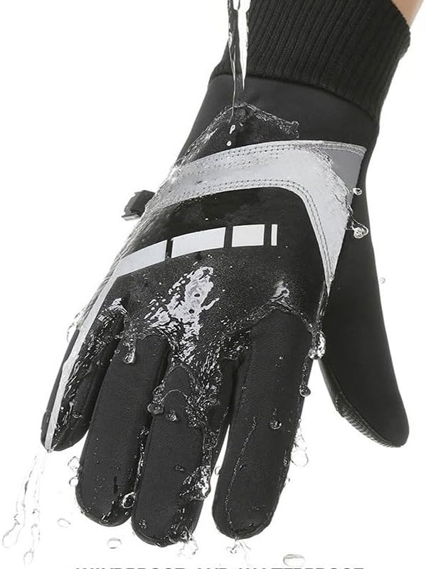 Adding Fleece Thickened Windproof Touch Screen Outdoor Ride Bike Nylon Gloves Skiing Keep Warm