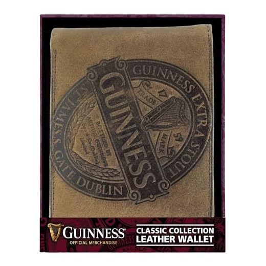 GUINNESS Marrón Billetera de cuero con colección clásica LABEL Diseño