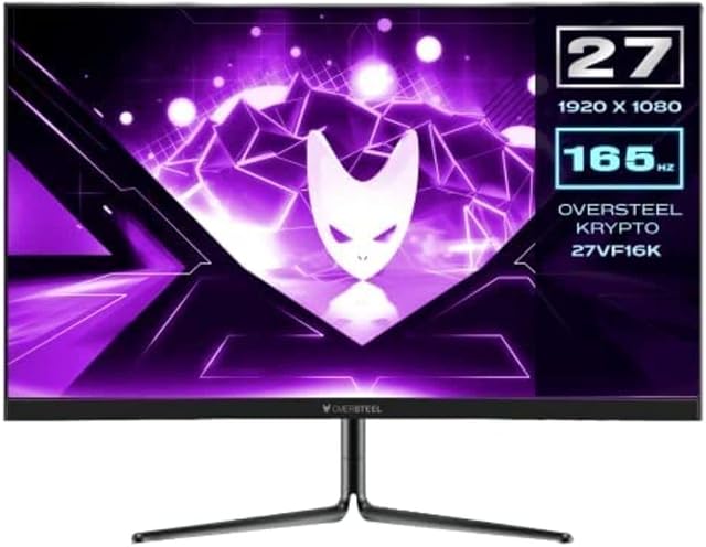 Oversteel Krypto PC Gaming Monitor 27'' Curved R1500 FullHD (1920x1080, FHD, VA, 16:9, 1ms, 165 Hz, 2x HDMI, Display Port), Black